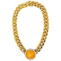 1908 Liberty Feine Goldmünze 2,00 Karat Diamanten Cuban Link Halskette Huge
