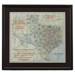 Retro 1908 "Map of Texas" by The Kenyon Company