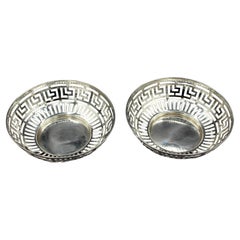 Antique 1908 Pair of English Sterling Silver Bon Bon Dishes by Mappin & Webb
