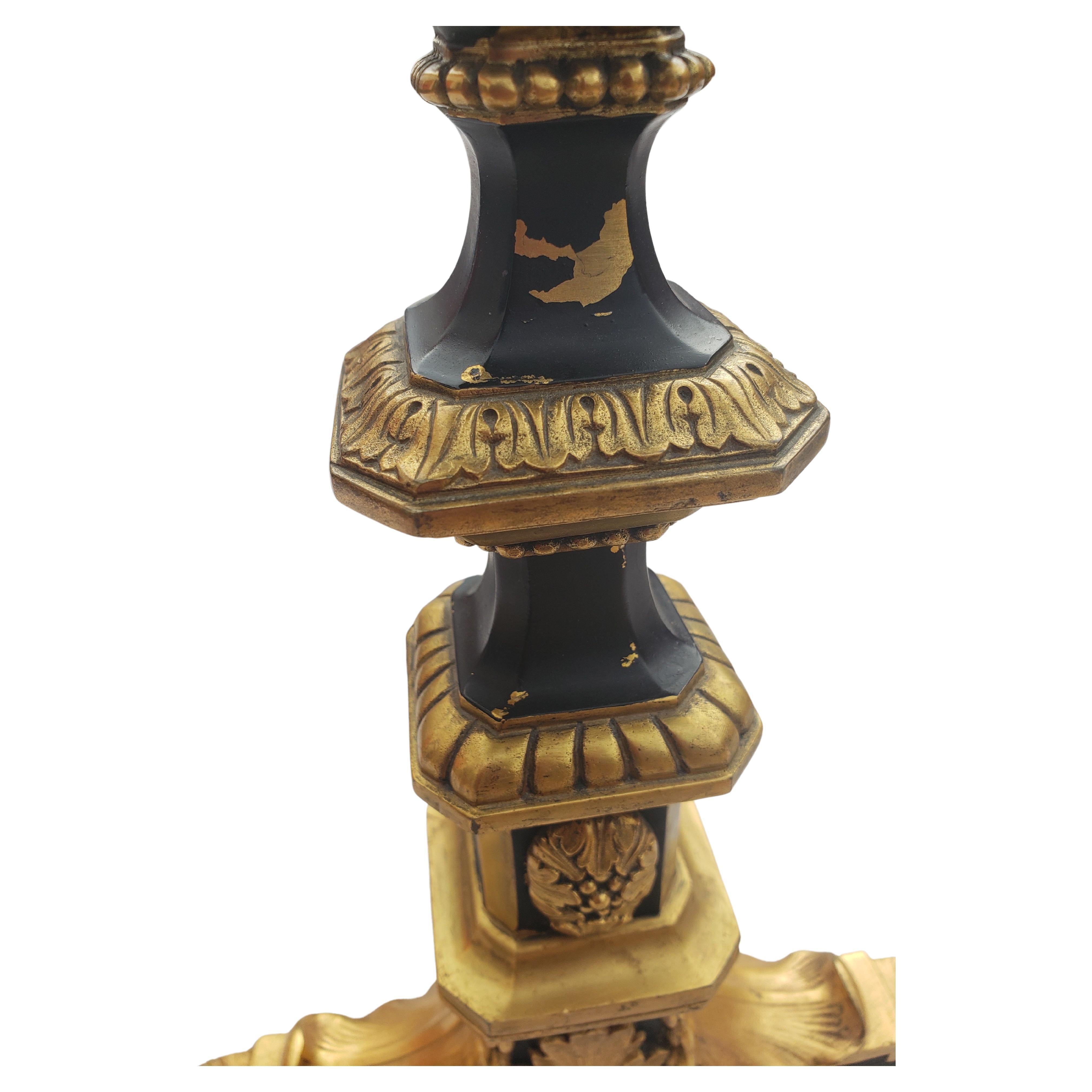 1908 Signed WM. H. Jackson Gilt Bronze Ornate Andirons, a Pair For Sale 2