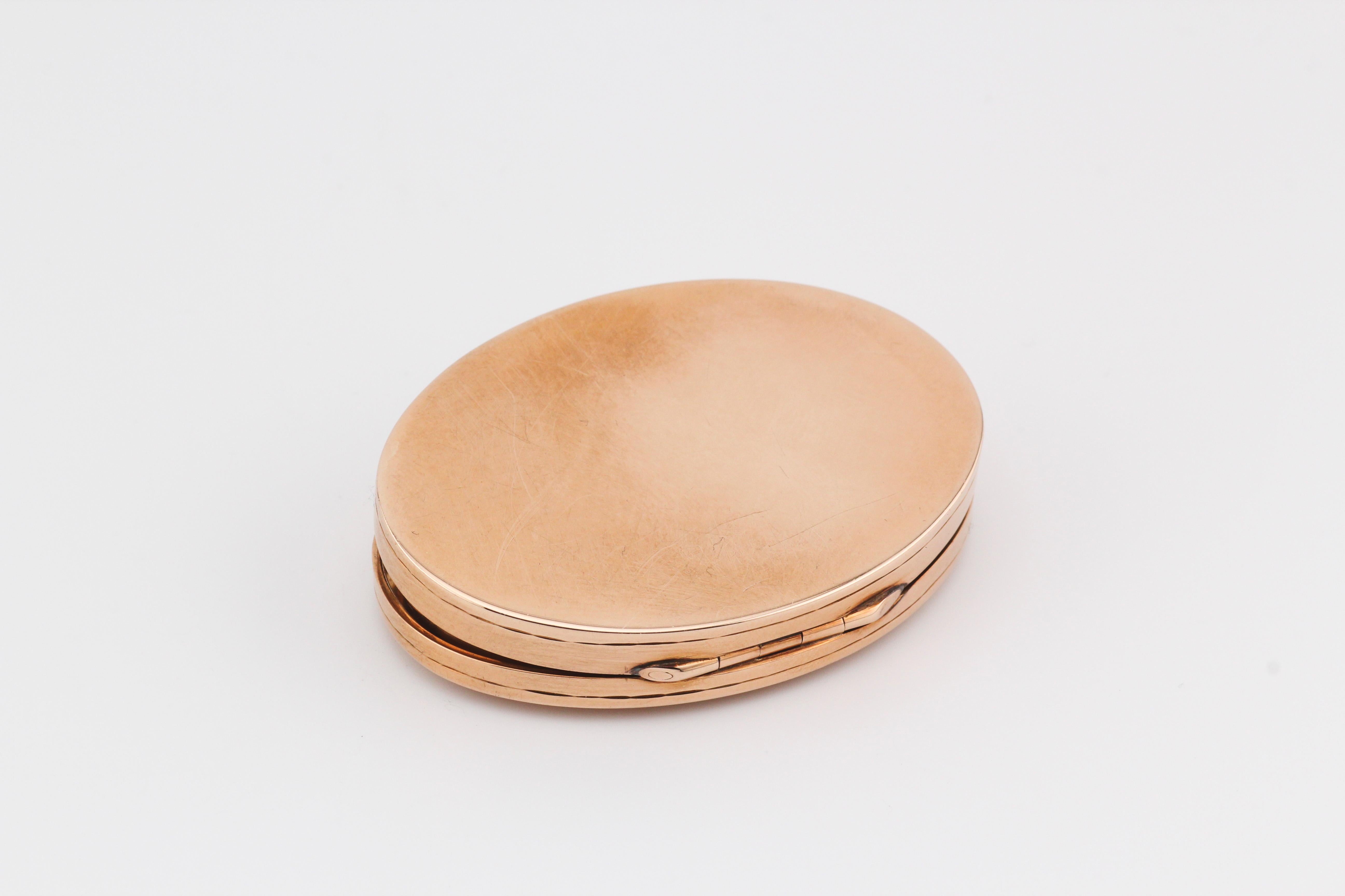 Women's or Men's 1908 Ten Dollars USA Coin 14K Yellow Gold Oval Pill Box For Sale