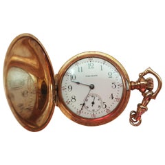 Antique 1908 Waltham Pocket Watch, Gold-Plated, 7 Jewel, Working