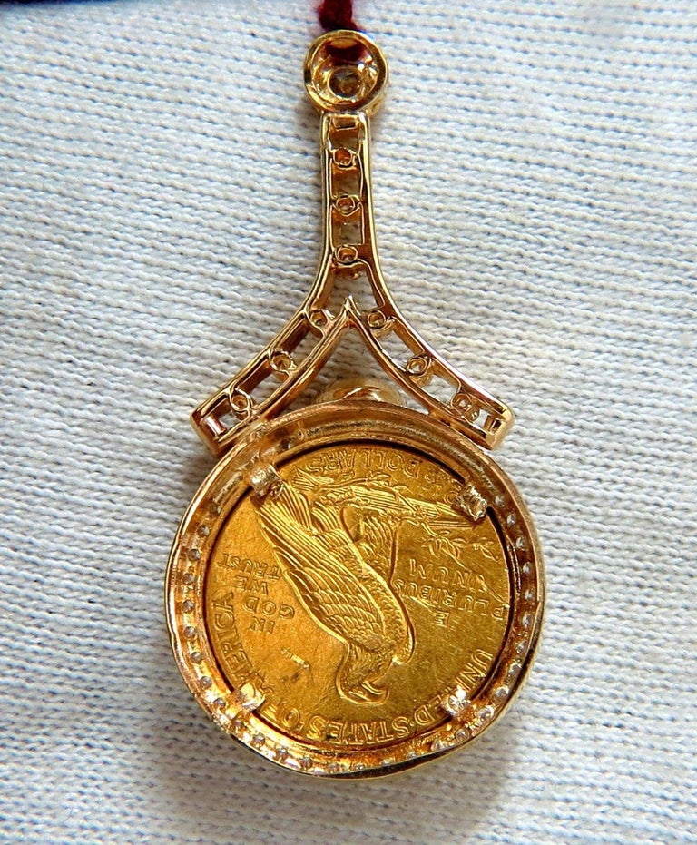 1909 $2.5 American BLP Coin Pendant Ruby and Diamonds 1.90 Carat For ...
