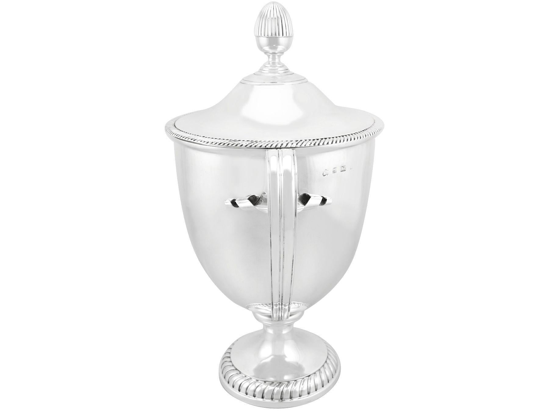 Early 20th Century 1909 Antique Edwardian Sterling Silver Presentation Cup and Cover For Sale