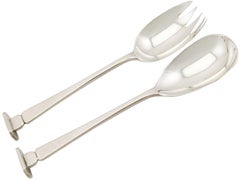 1909 Antique Edwardian Sterling Silver Salad Servers
