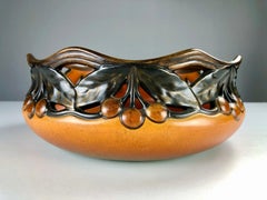 1900's Hand-crafted Danish Art Nouveau Cherry Decorated Bowl by P. Ipsens Enke