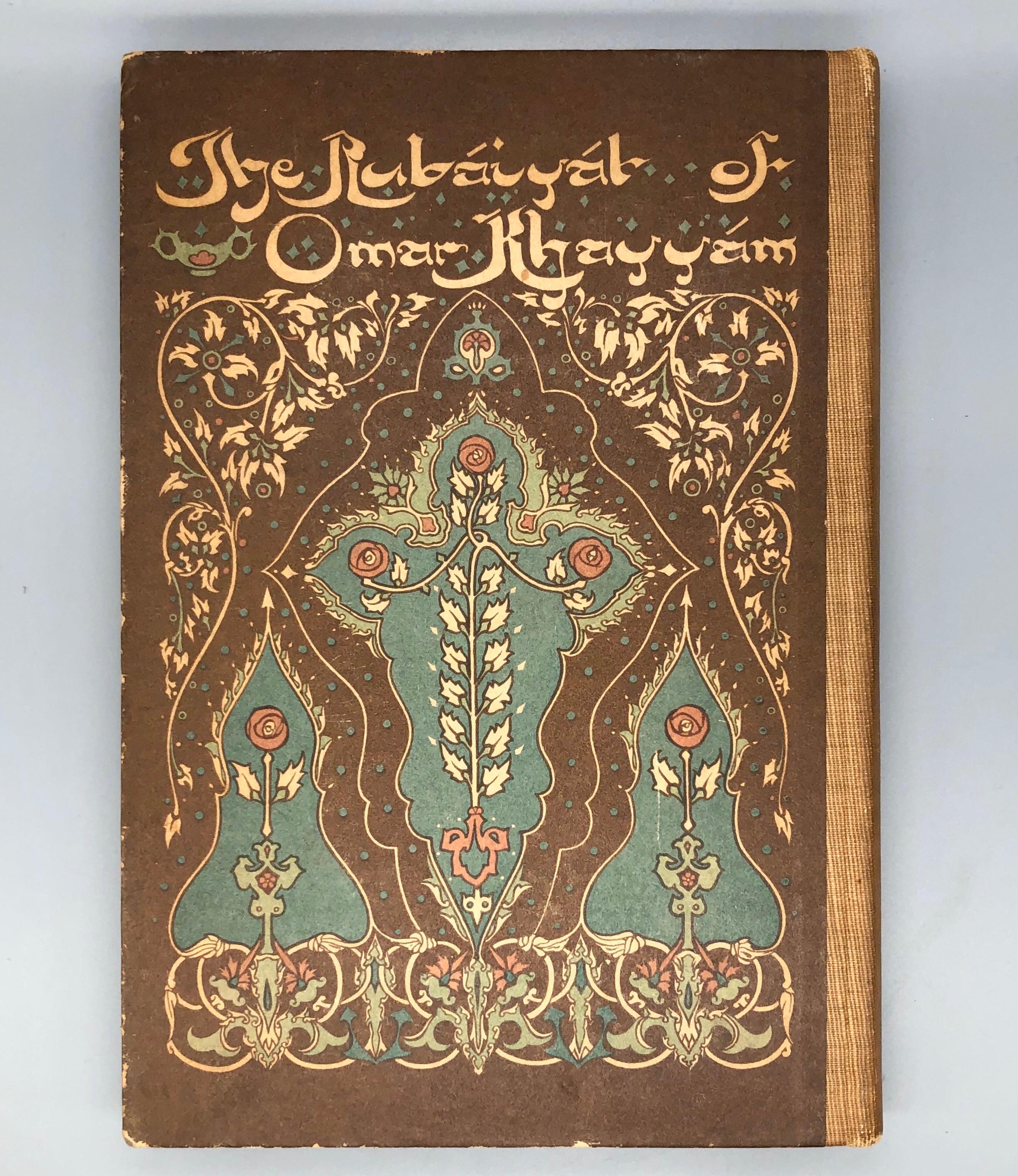 This edition of The Rubiayat of Omar Khayyam is one of the most sought-after and exquisite. Published by Thomas y. Crowell, New York, 1909. Hardcover with illustrated color cover and gilt spine lettering. Illustrated and handwritten by Willy Pogany