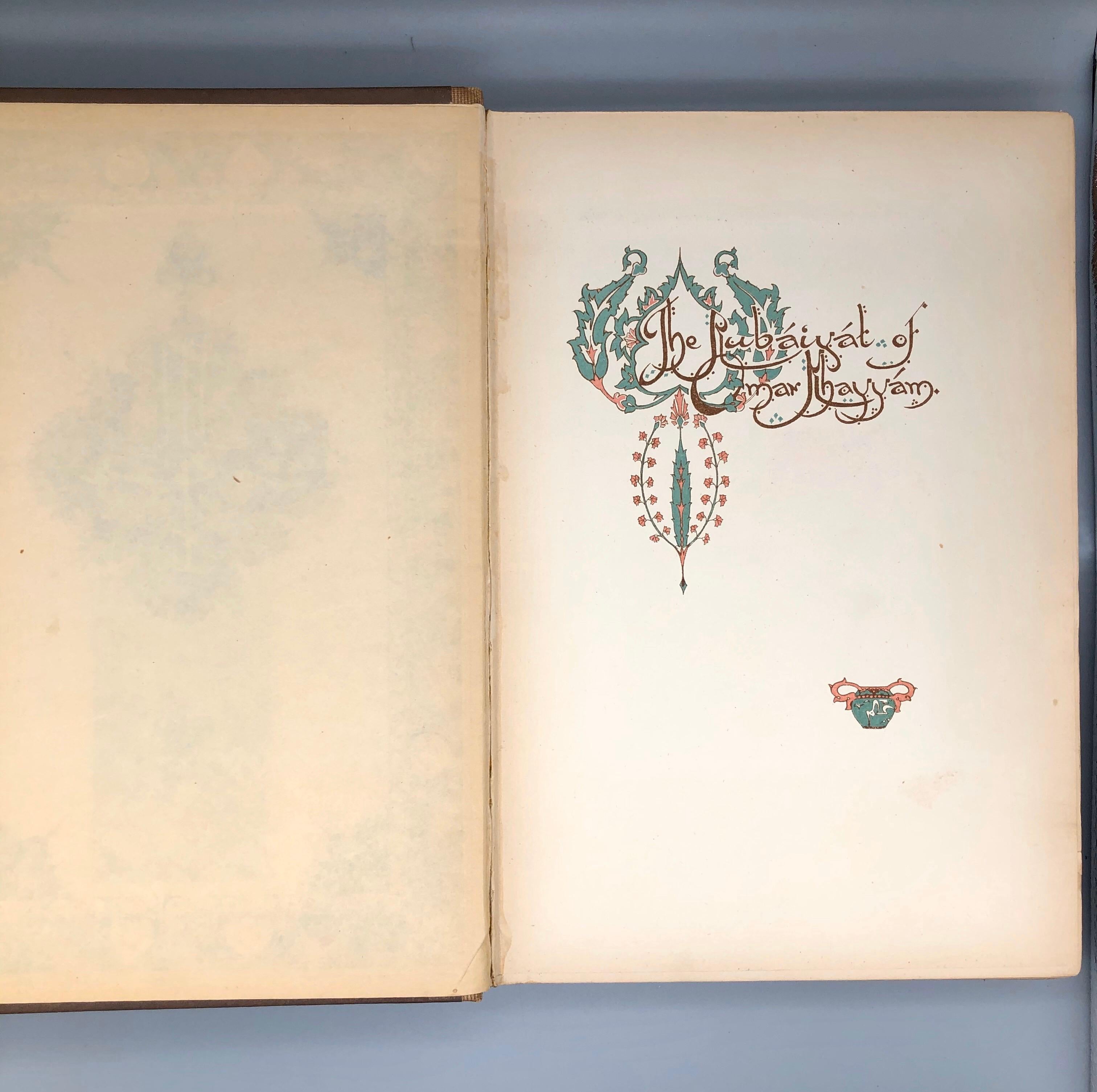 Plated 1909 Rubaitat of Omar Khayyam Book Illustrated by Willy Pogany Color Plates For Sale