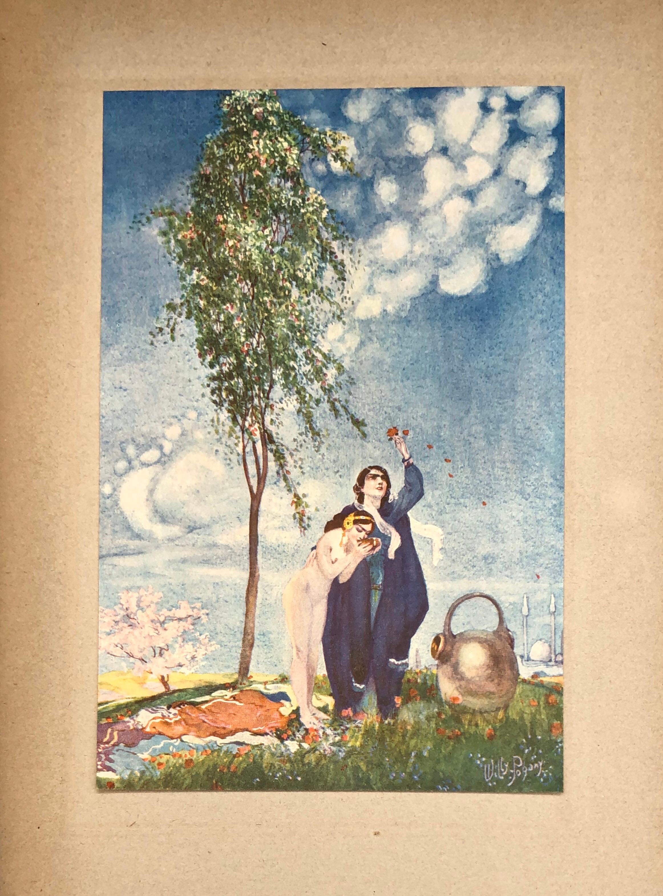 1909 Rubaitat of Omar Khayyam Book Illustrated by Willy Pogany Color Plates In Good Condition For Sale In Vineyard Haven, MA
