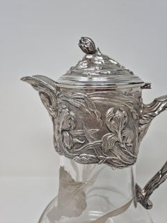 1909 Silver and Acid-Etched Crystal Claret Jug 'Wine Jug'