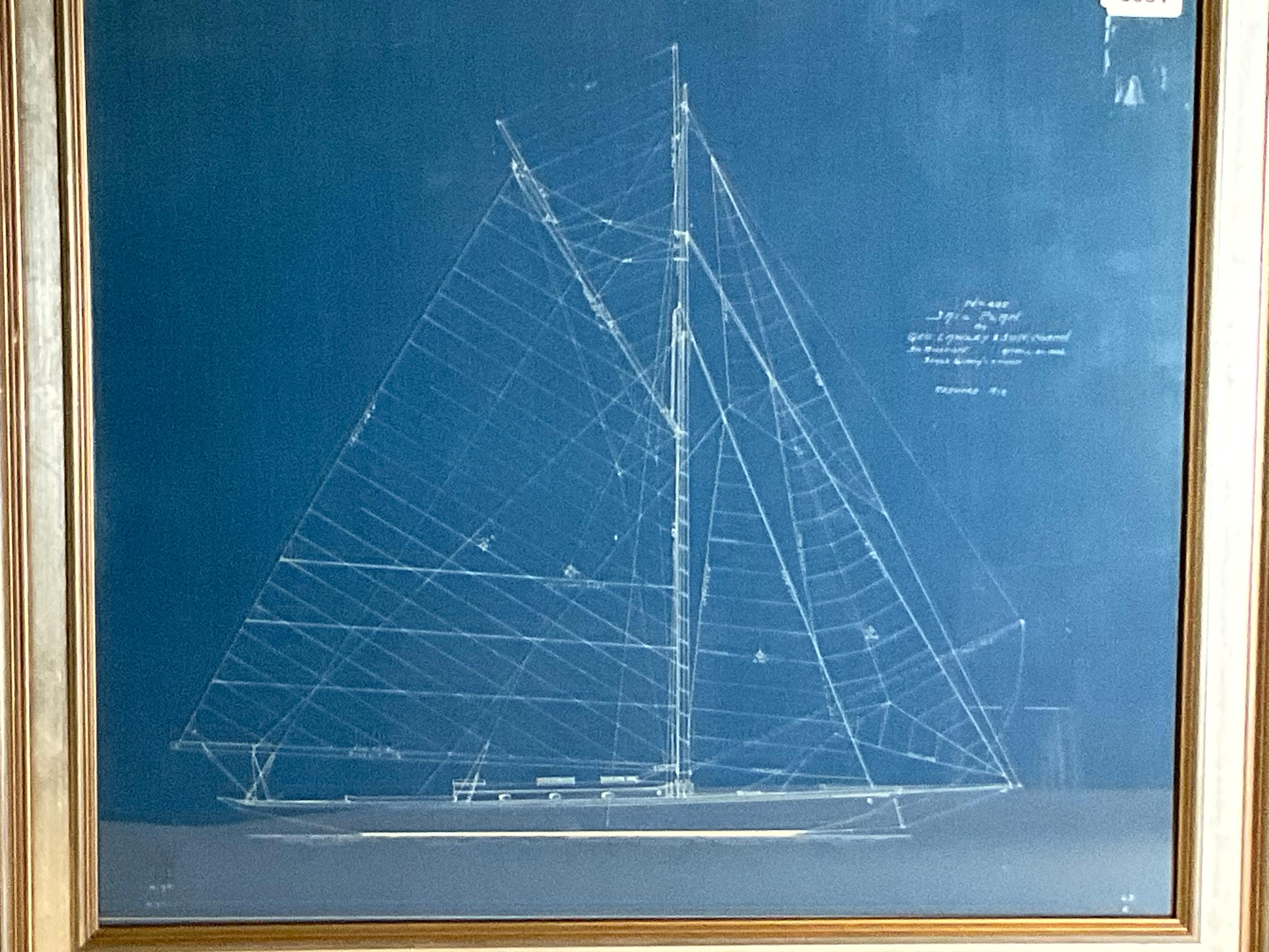 Early 20th Century 1909 Yacht Blueprint frm George Lawley For Sale