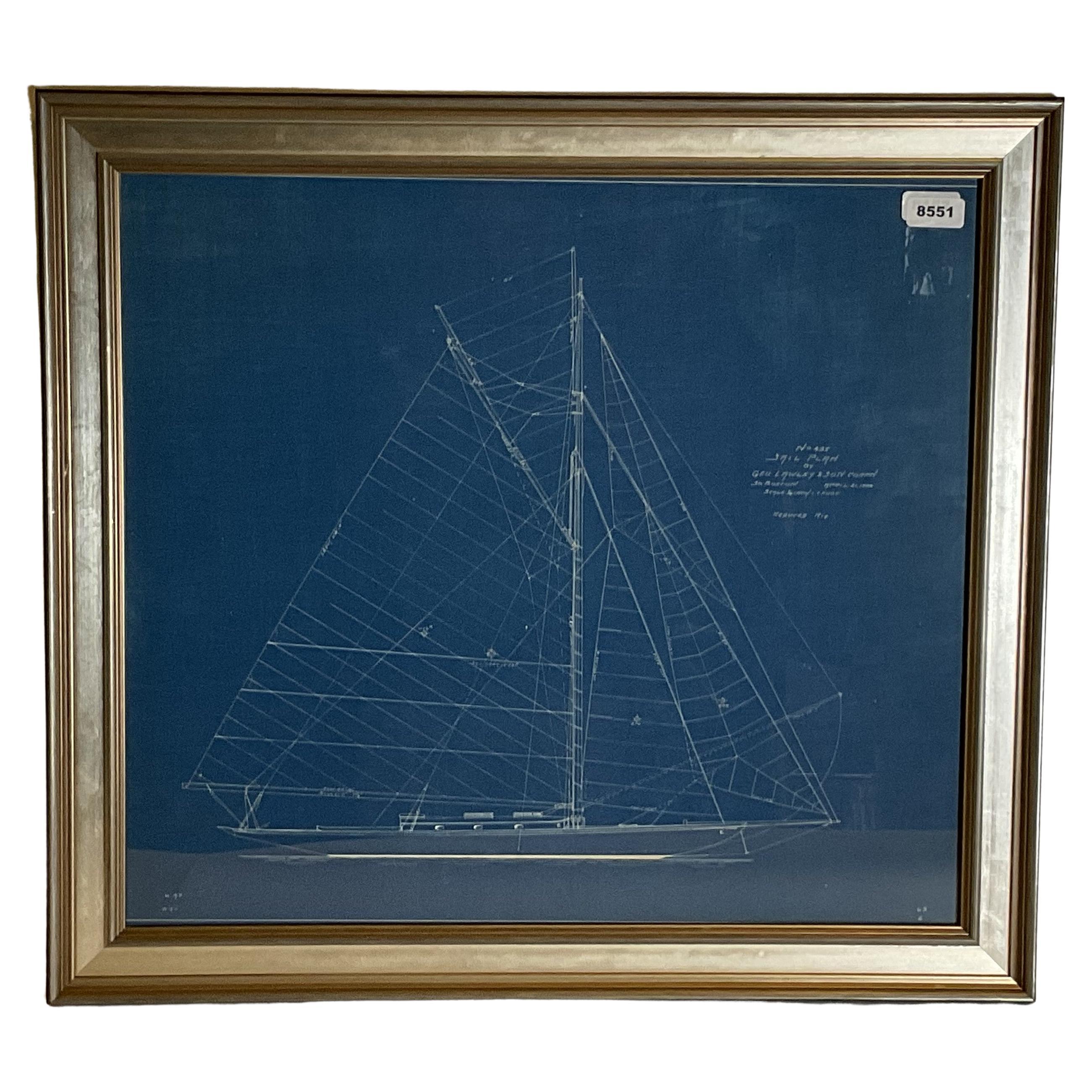1909 Yacht Blueprint frm George Lawley For Sale