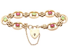 1909s Edwardian Peridot and Amethyst Yellow Gold Bracelet