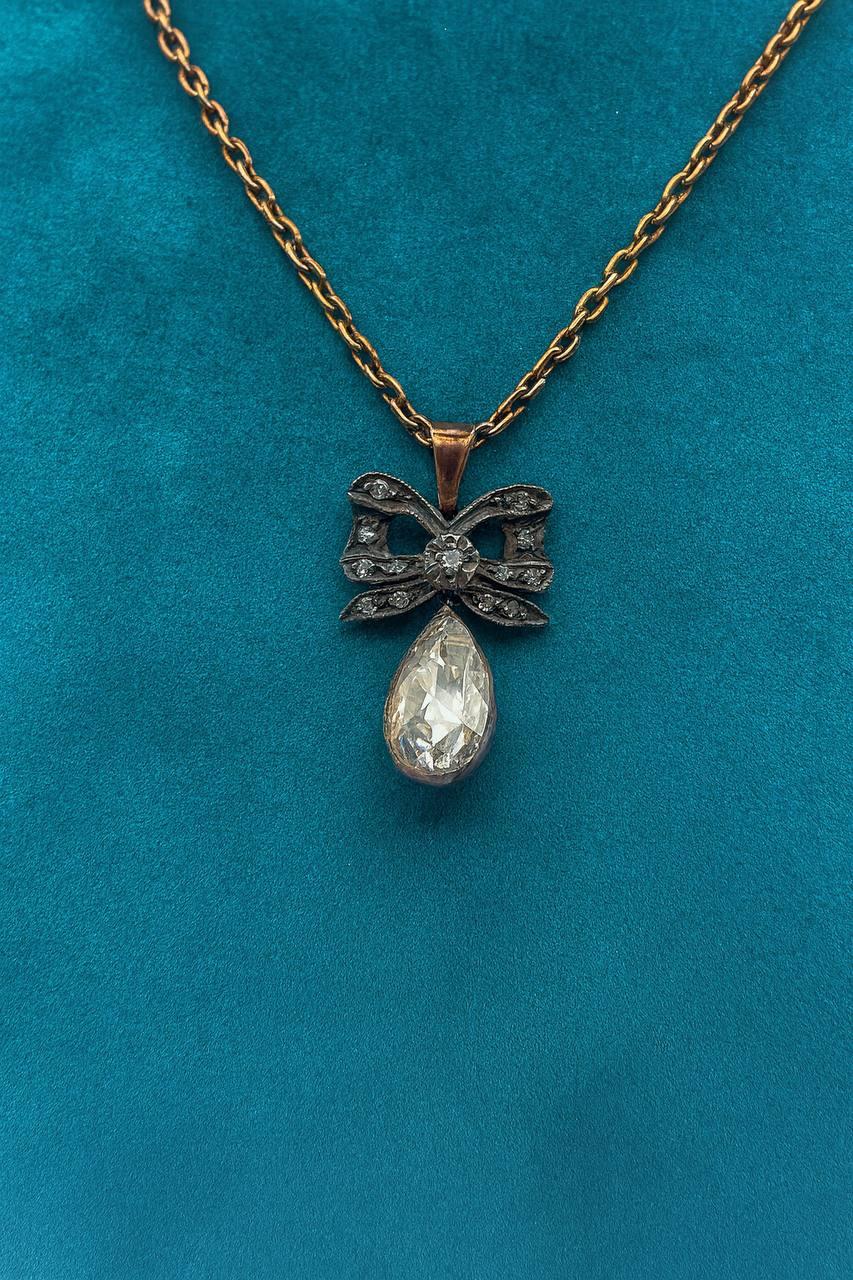 1.90C Pear Rose-Cut Diamond For Sale 1