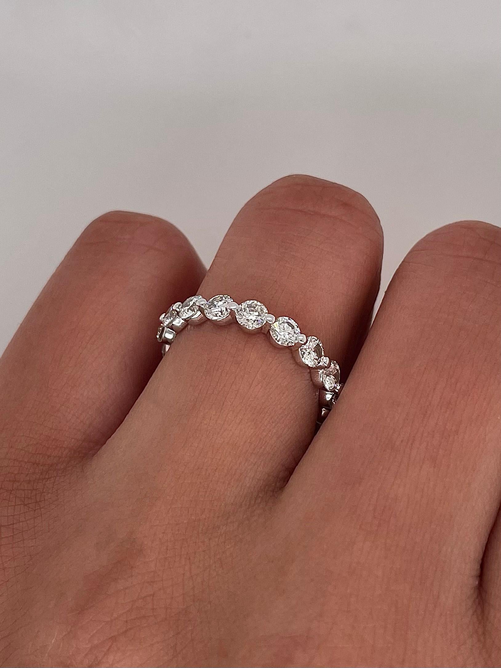1.90 Carat Shared Prong Diamond Eternity Band in 14K White Gold In New Condition For Sale In New York, NY