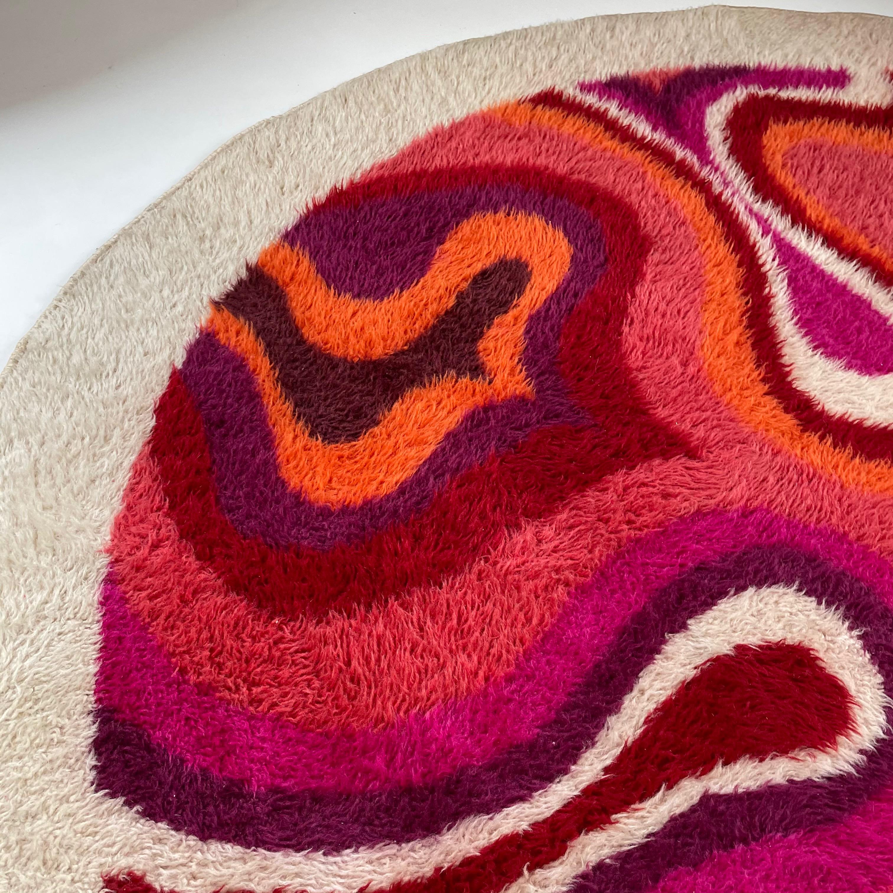 Wool 1970s Modernist Multi-Color High Pile Rya Rug by Desso, Netherlands