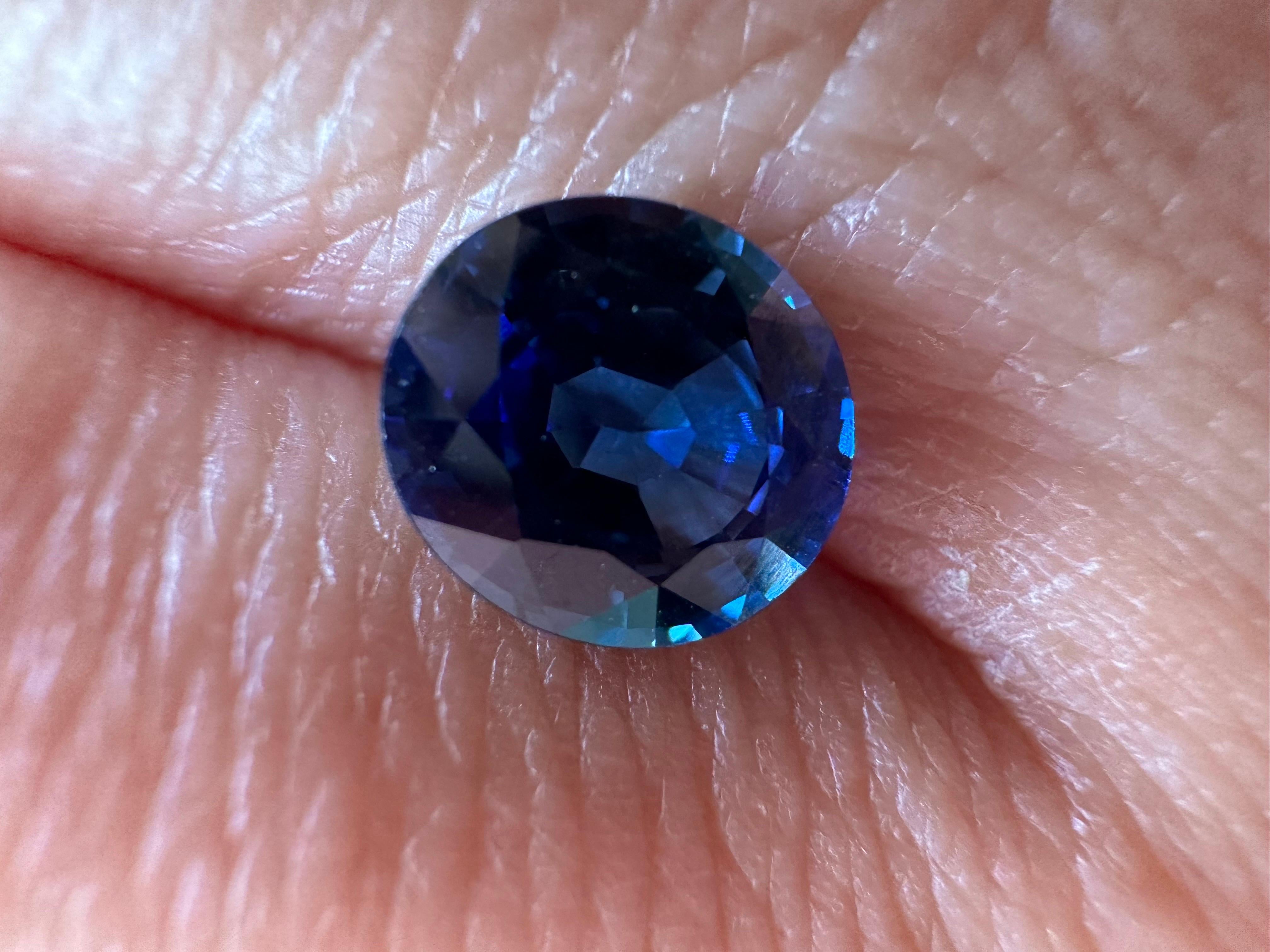 1.90ct Ceylon sapphire round 7.7mm NATURAL beautiful For Sale 1
