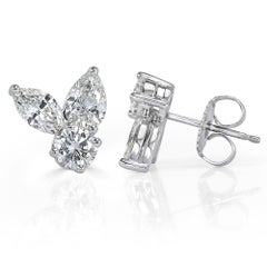 1.90ct Marquise, Pear Shaped and Round Brilliant Cut Diamond Cluster Stud