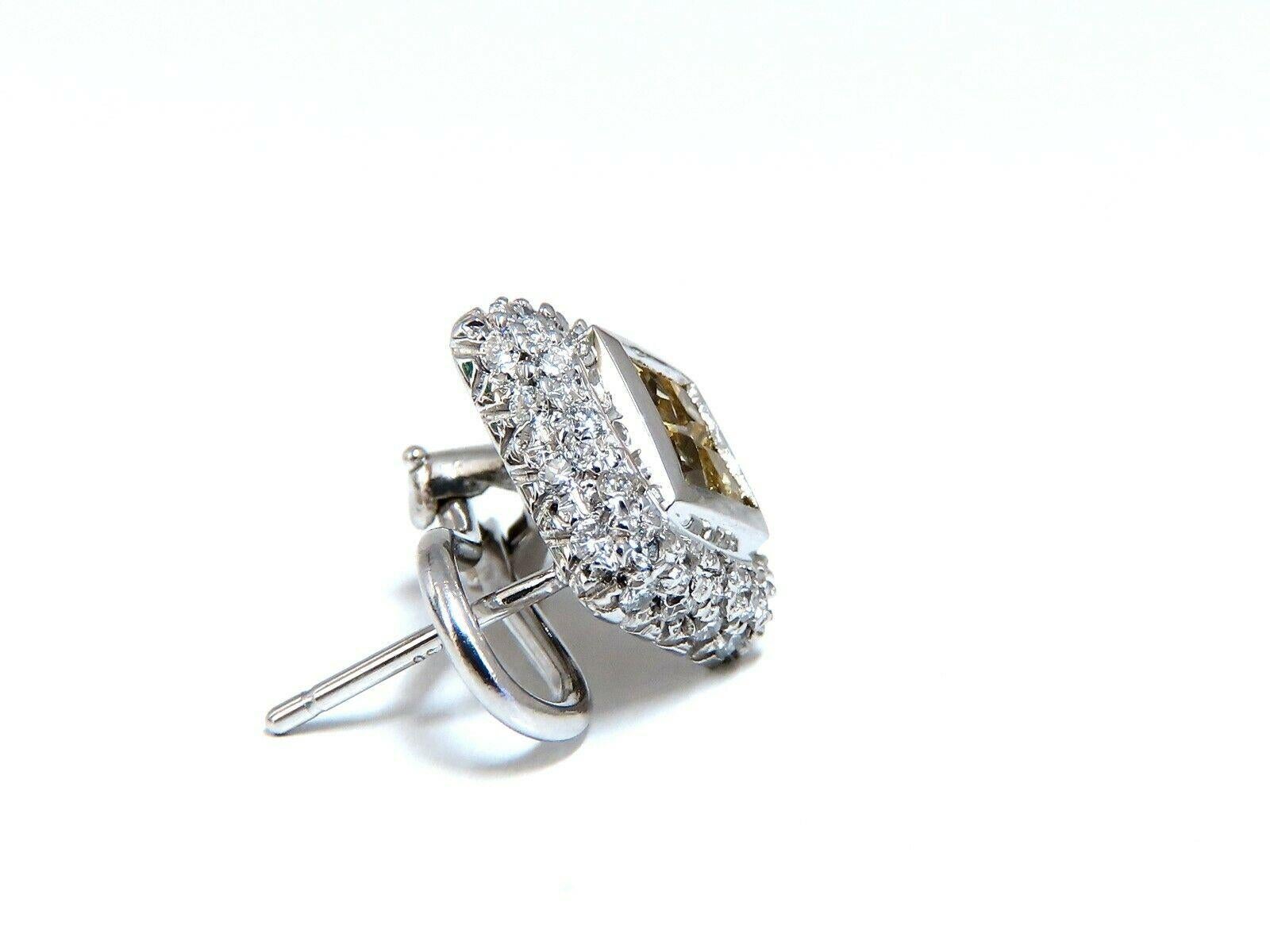1.90 Quilates Zafiro Amarillo Canario Natural Pendientes de Clip de Diamantes 18 Kilates Omega en Nuevo estado para la venta en New York, NY