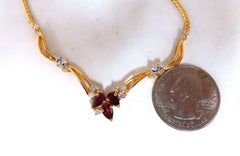 1.90 Carat Natural Ruby Diamonds Lariat Necklace 14 Karat