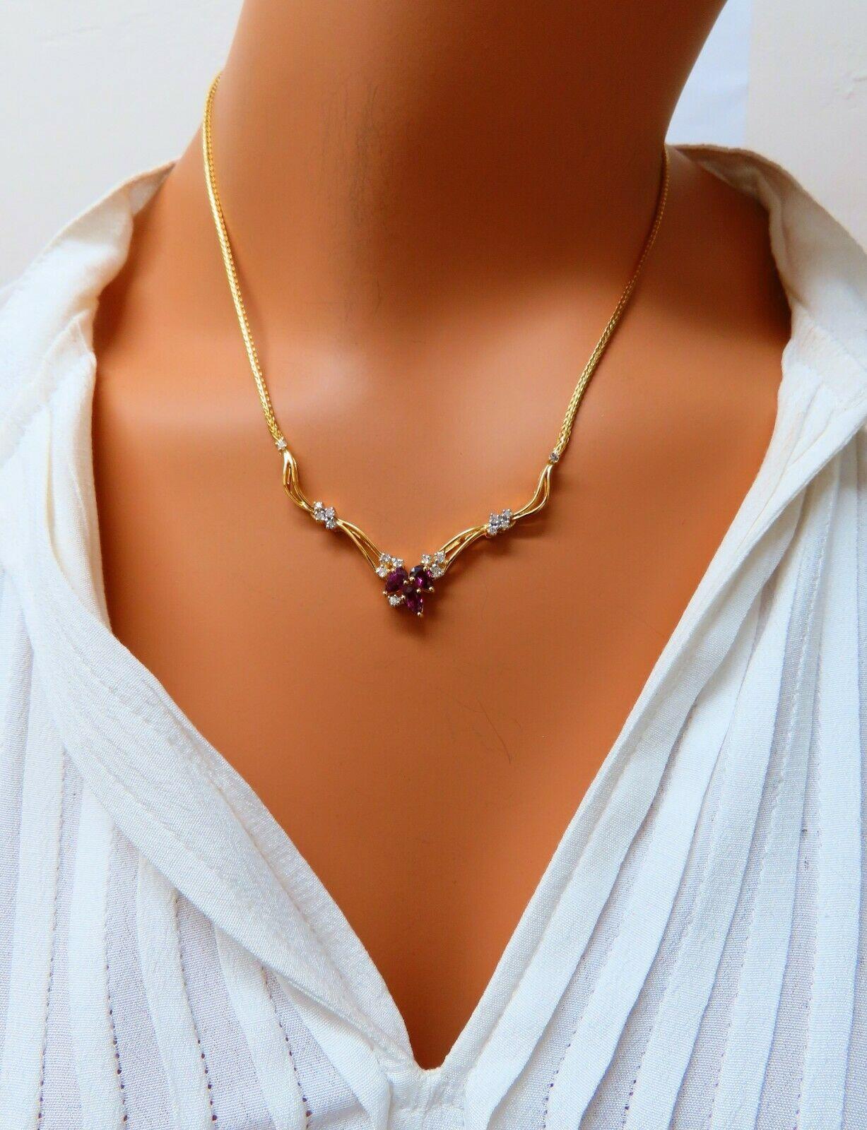 1,90 Karat natürliche Rubin-Diamanten Lariat-Halskette 14 Karat für Damen oder Herren im Angebot