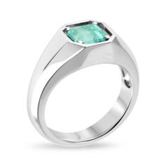 Anello solitario con smeraldo colombiano Asscher da 1,90 ct PLAT per uomo o unisex