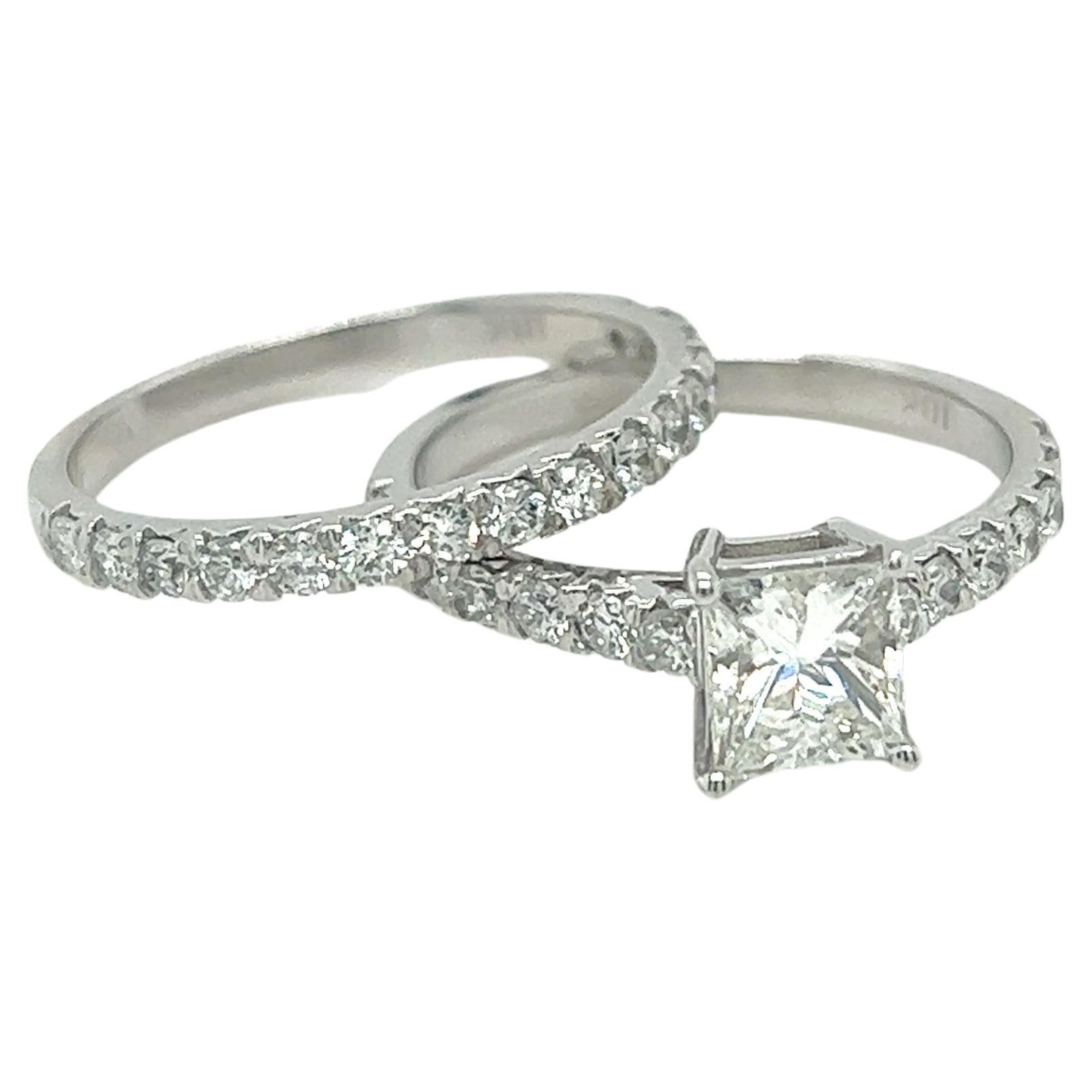 1.90ct Princess Cut Diamond Engagement Ring with Band Set For Sale
