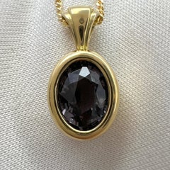 1.90ct Purple Grey Titanium Spinel Oval Cut 18k Yellow Gold Solitaire Pendant
