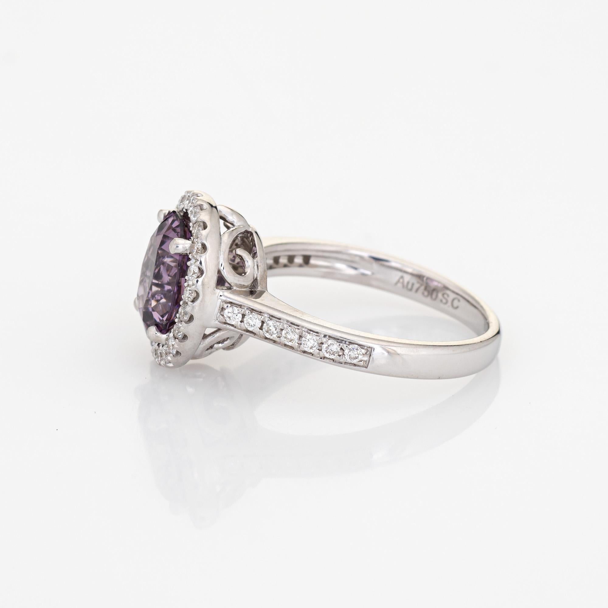 Oval Cut 1.90ct Purple Spinel Diamond Ring Gemstone Engagement Estate 18k White Gold