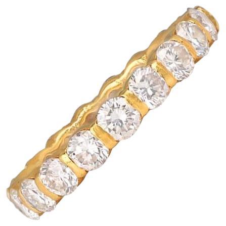 1.90ct Round Brilliant Cut Diamond Eternity Band Ring, 18k Yellow Gold For Sale