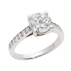 Vintage 1.90ct Round Cut Moissanite Engagement Ring in 14K White Gold