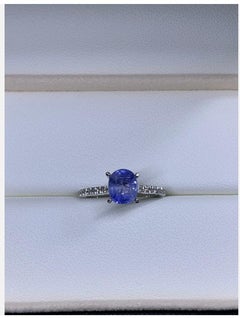 1.90ct Sapphire Diamond Chunky Solitaire Engagement Ring In 18ct White Gold