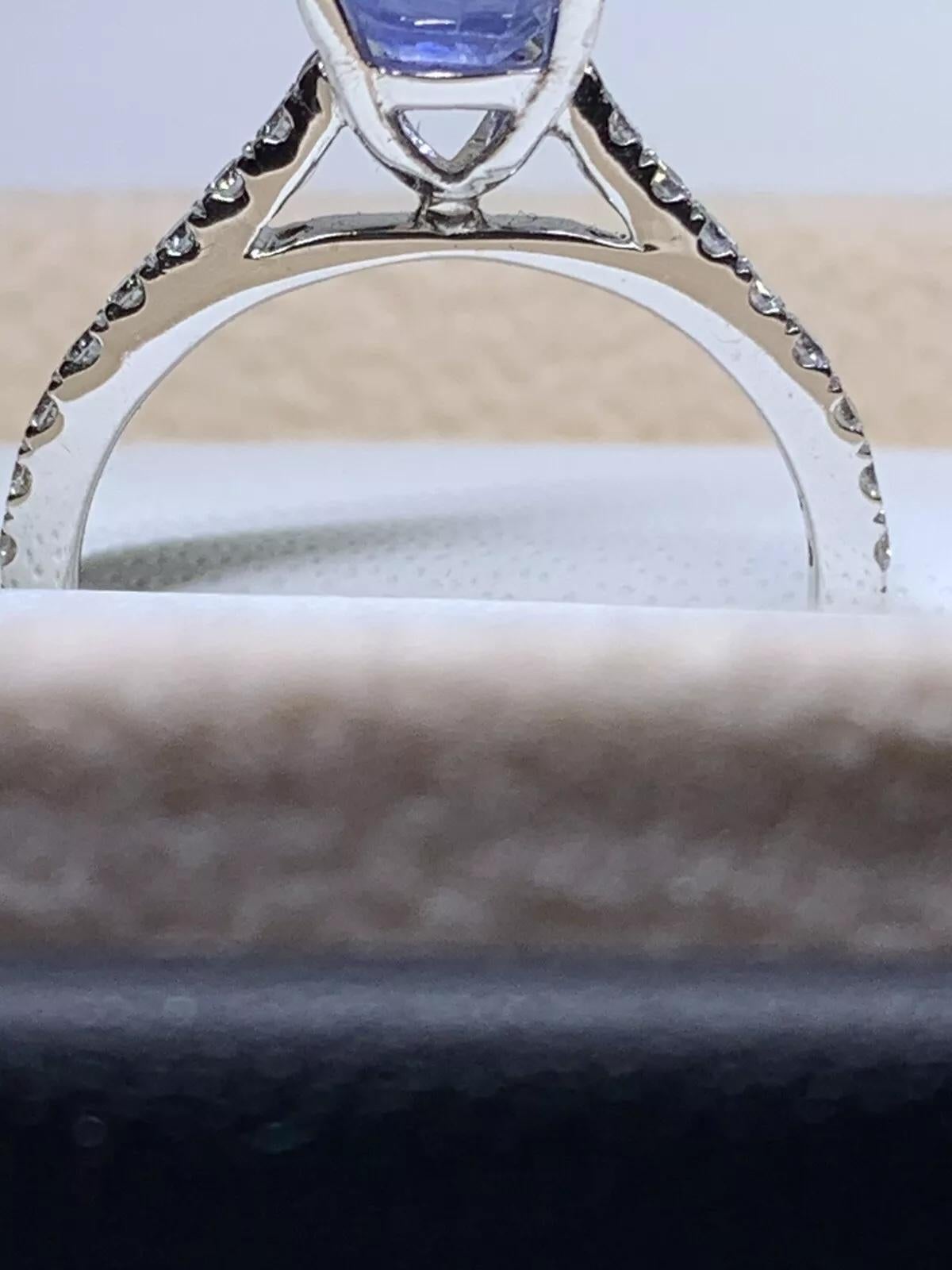 Oval Cut 1.90ct Sapphire Diamond Chunky Solitaire Engagement Ring In 18ct White Gold For Sale