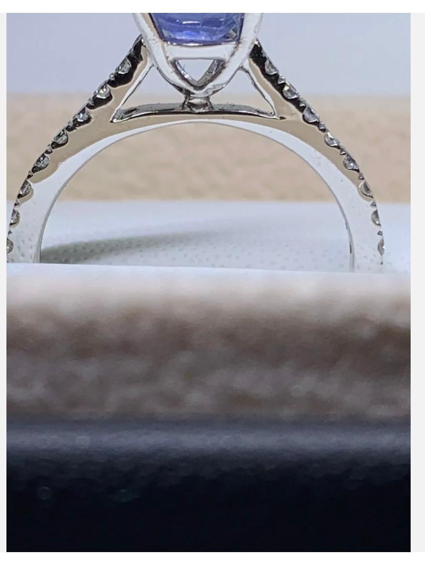 Oval Cut 1.90ct Sapphire Diamond Chunky Solitaire Engagement Ring In 18ct White Gold For Sale