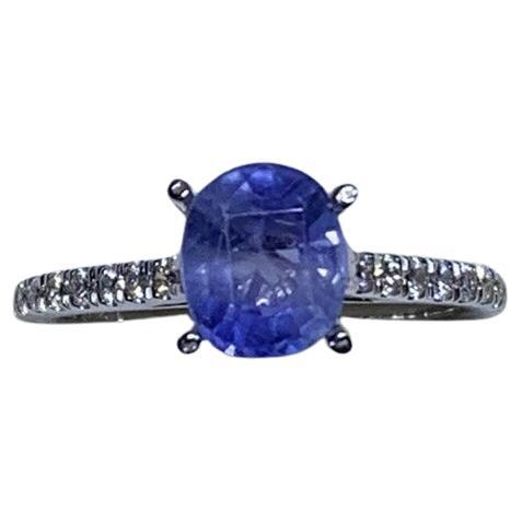 1.90ct Sapphire Diamond Chunky Solitaire Engagement Ring In 18ct White Gold