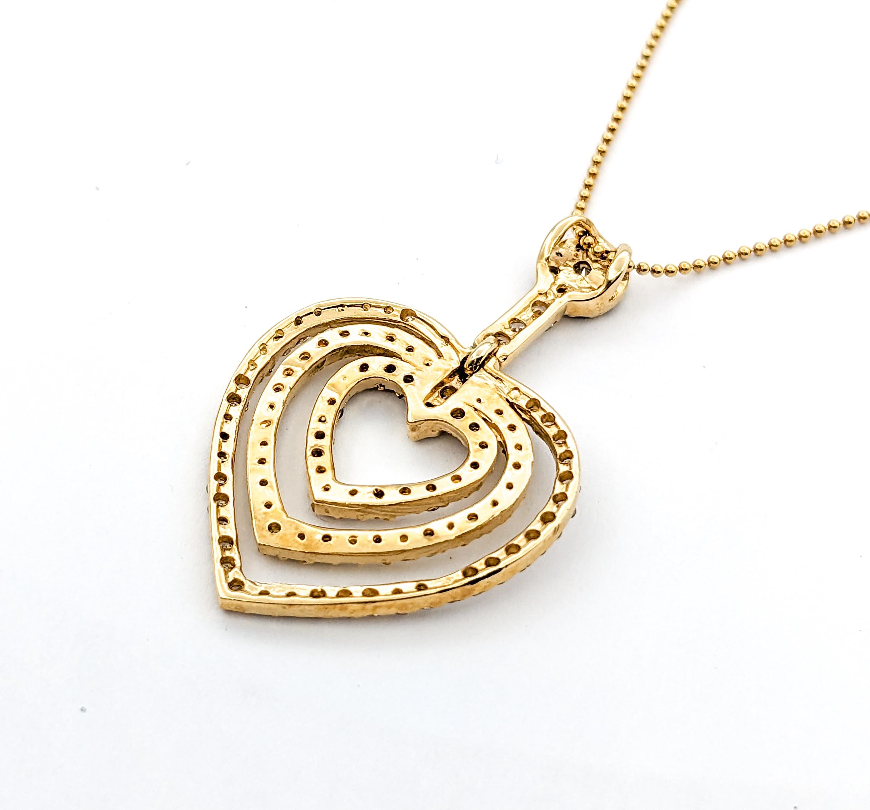 1.90ctw Diamond Heart Shaped Necklace In Yellow Gold In Excellent Condition For Sale In Bloomington, MN