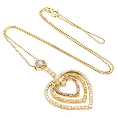 Vintage 1.90ctw Diamond Heart Shaped Necklace In Yellow Gold