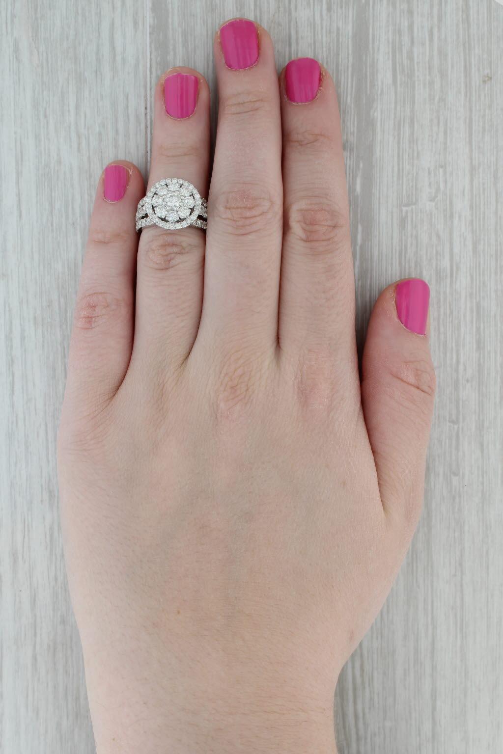 Gemstone Information:
- Natural Diamonds (center) -
Total Carats - 1.09ctw
Cut - Round Brilliant
Color - I - J
Clarity - I1 - I2

- Natural Diamonds (halo) -
Total Carats - 0.27ctw
Cut - Round Brilliant
Color - H - J
Clarity - I1 - I2

- Natural