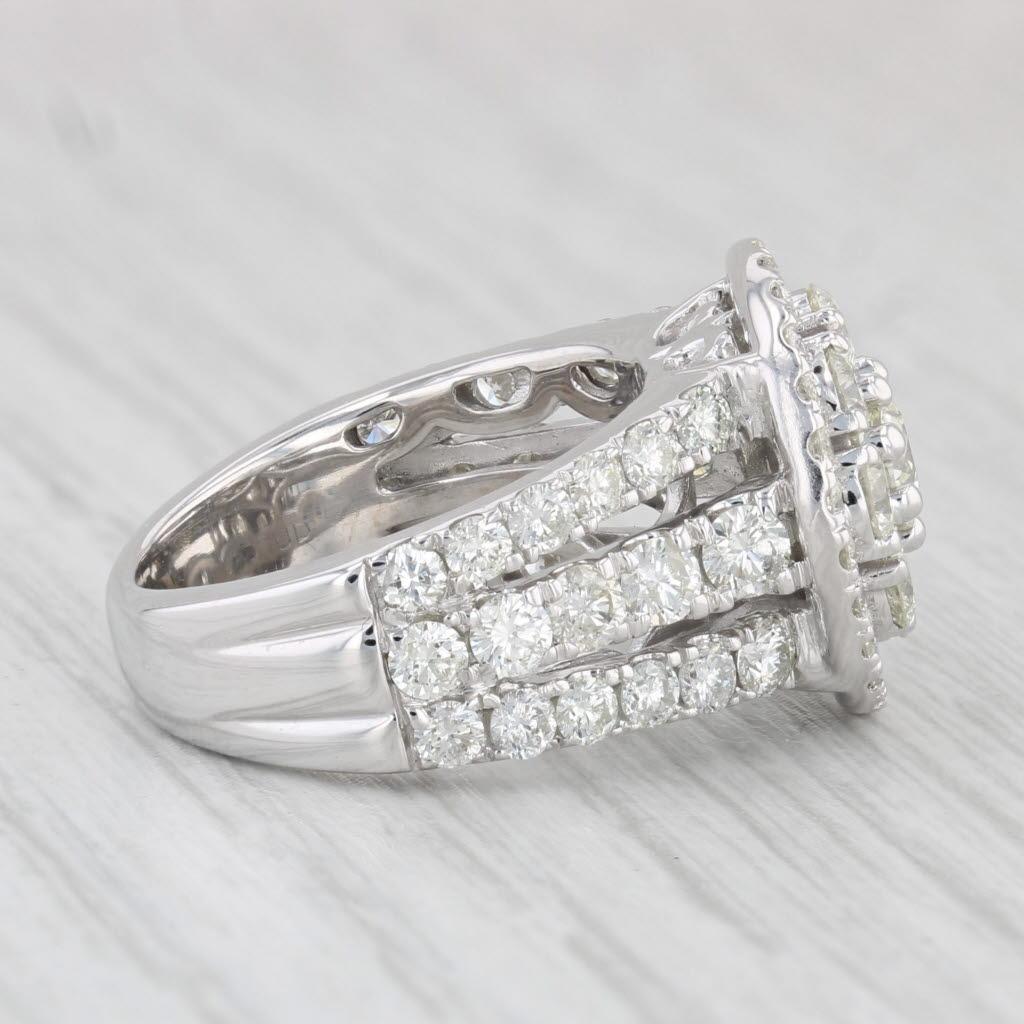 Round Cut 1.90ctw Round Diamond Halo Cluster Ring 10k White Gold Size 5.5 Cocktail