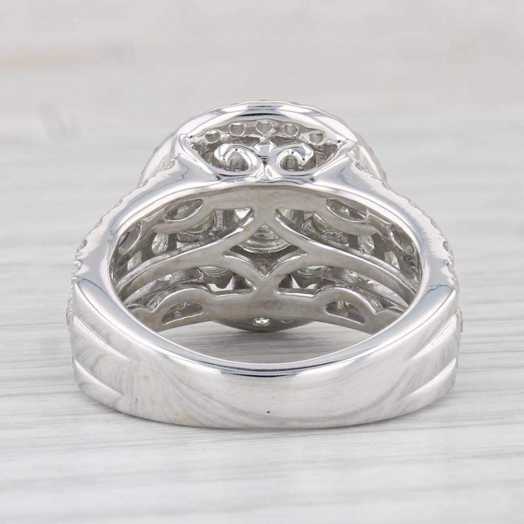 1.90ctw Round Diamond Halo Cluster Ring 10k White Gold Size 5.5 Cocktail In Good Condition In McLeansville, NC