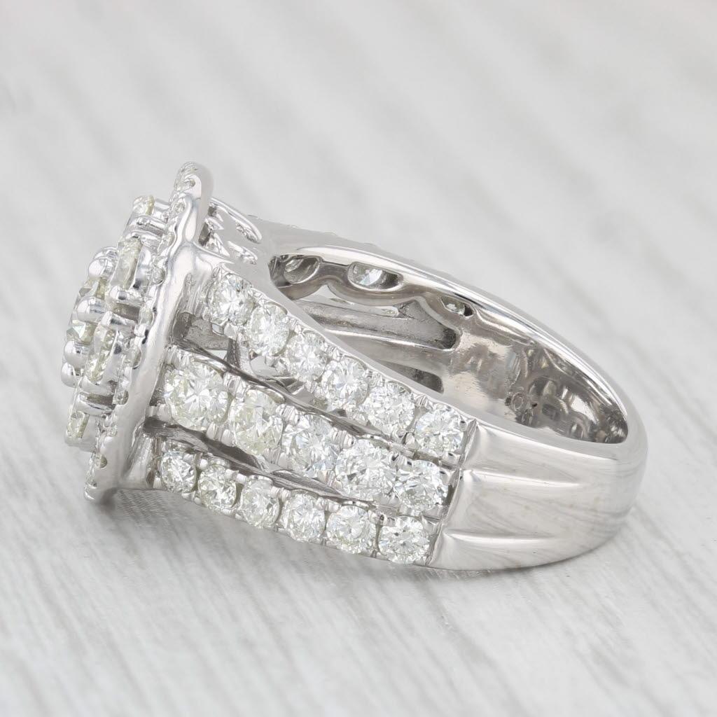 1.90ctw Round Diamond Halo Cluster Ring 10k White Gold Size 5.5 Cocktail 1