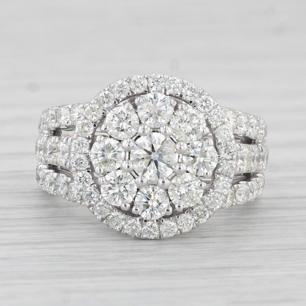 1.90ctw Round Diamond Halo Cluster Ring 10k White Gold Size 5.5 Cocktail 2