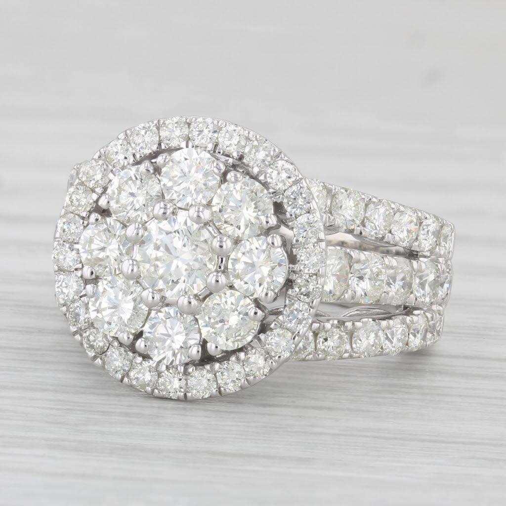 1.90ctw Round Diamond Halo Cluster Ring 10k White Gold Size 5.5 Cocktail 3