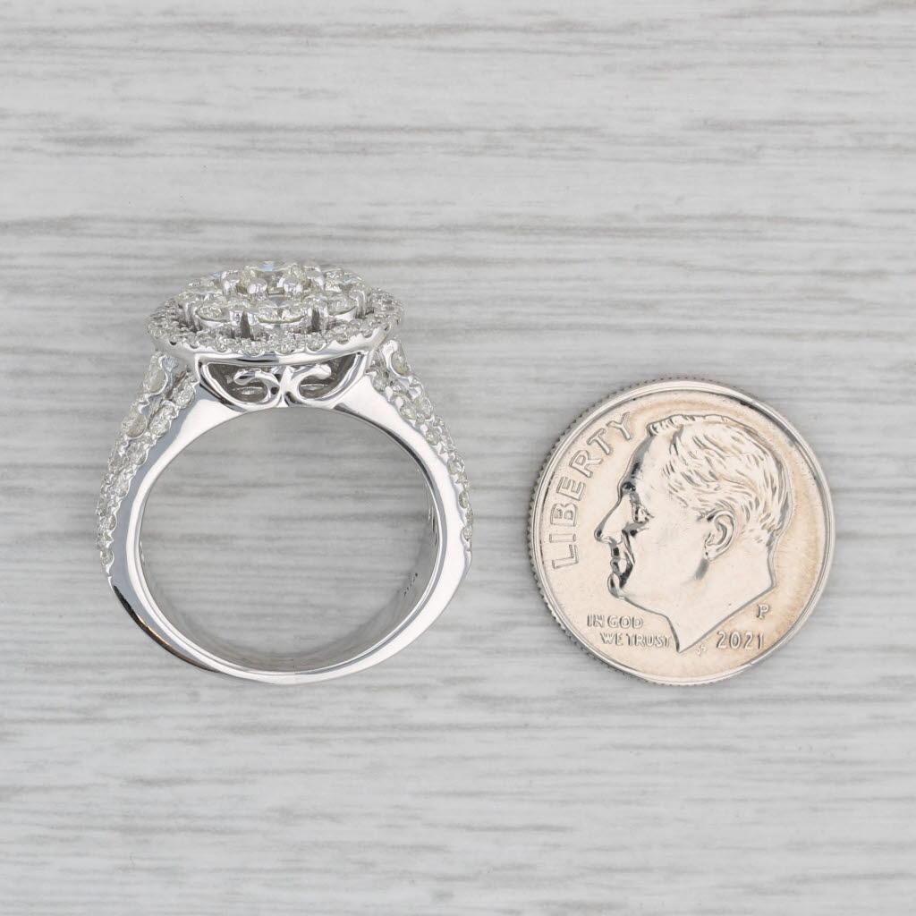 1.90ctw Round Diamond Halo Cluster Ring 10k White Gold Size 5.5 Cocktail 4