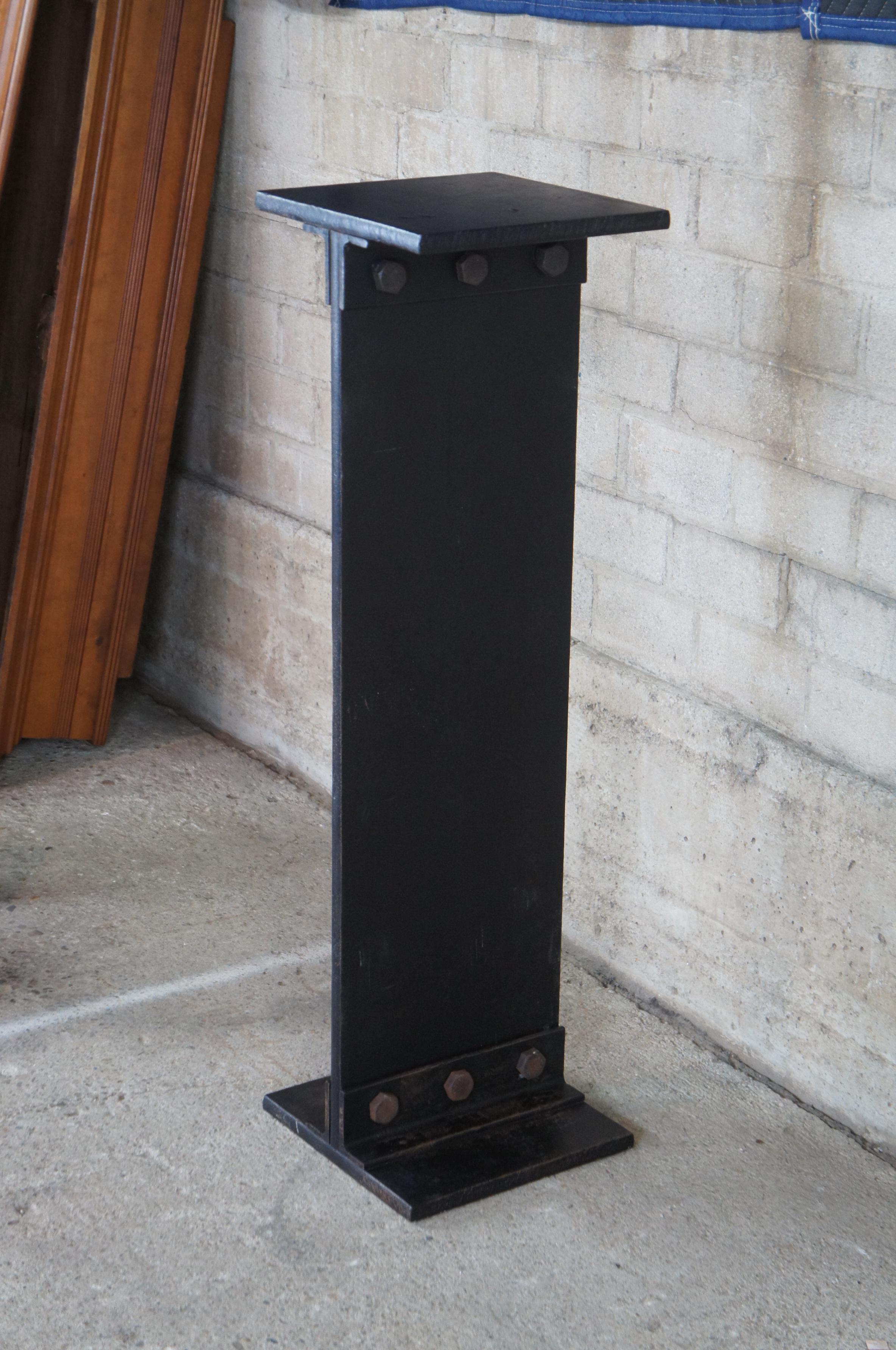20th Century 190lb Industrial Steel I Beam Pedestal Table Stand Art Sculpture Display Column
