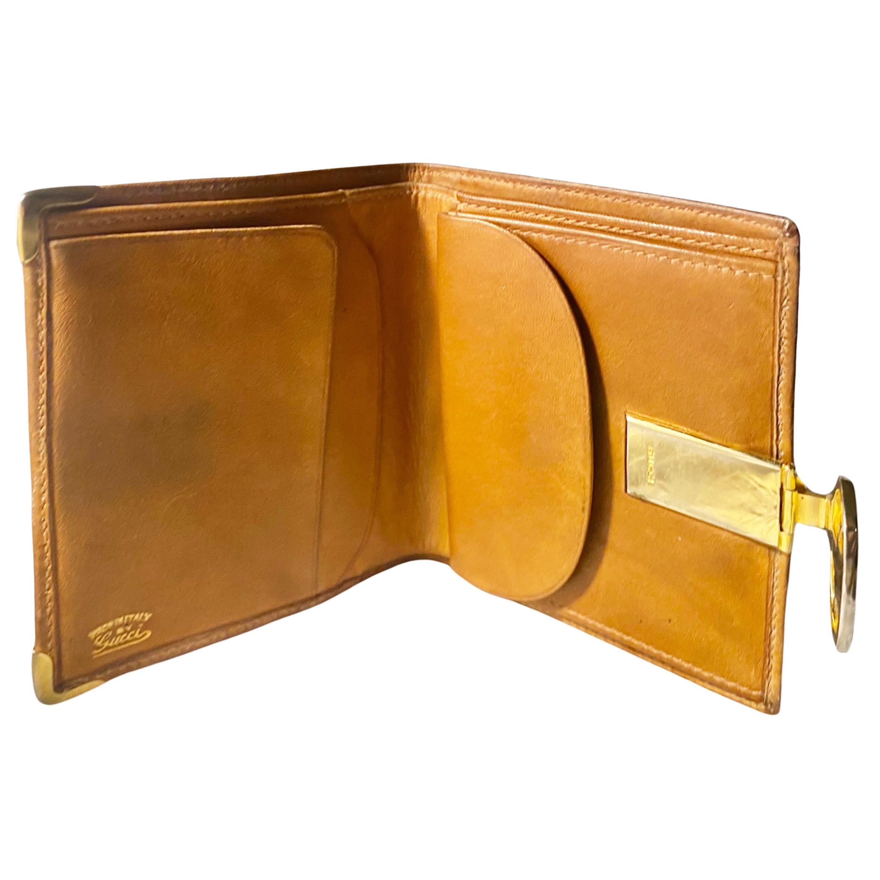 1980s Gucci Canvas Brown Leather Logo Clutch Wallet  en vente 1