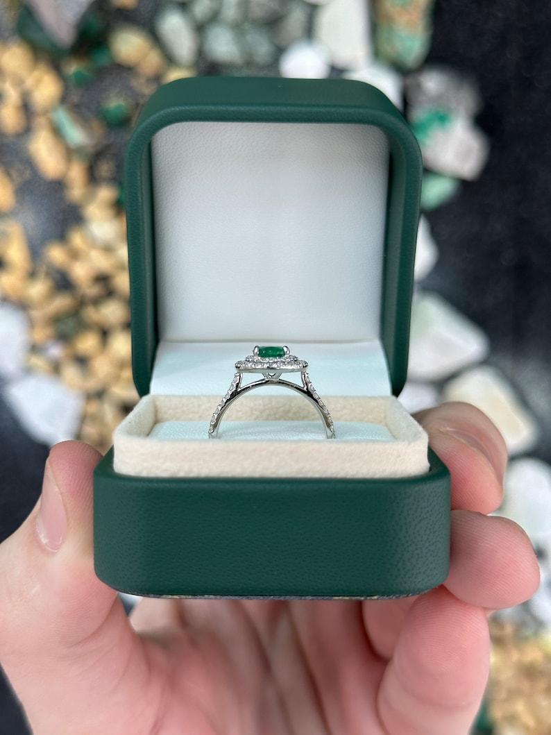 1.90tcw 14K Natural Oval Emerald & Double Diamond Halo Engagement Ring In New Condition For Sale In Jupiter, FL