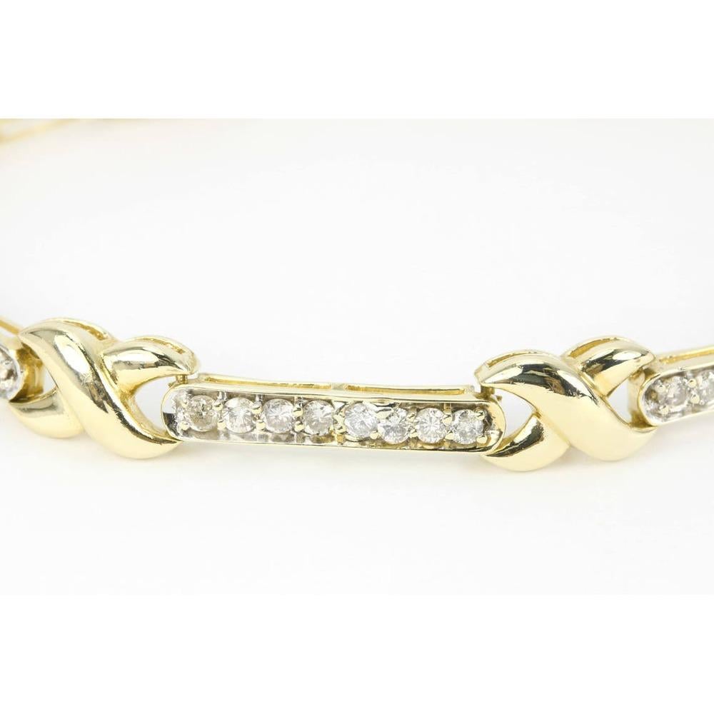 Modern 1.90tcw 14K Yellow Gold X Diamond Bracelet X Tennis Bracelet Yellow Gold For Sale