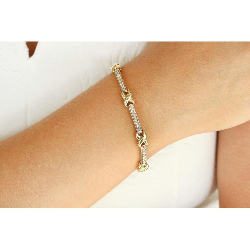 1.90tcw 14K Yellow Gold X Diamond Bracelet X Tennis Bracelet Yellow Gold In New Condition For Sale In Jupiter, FL