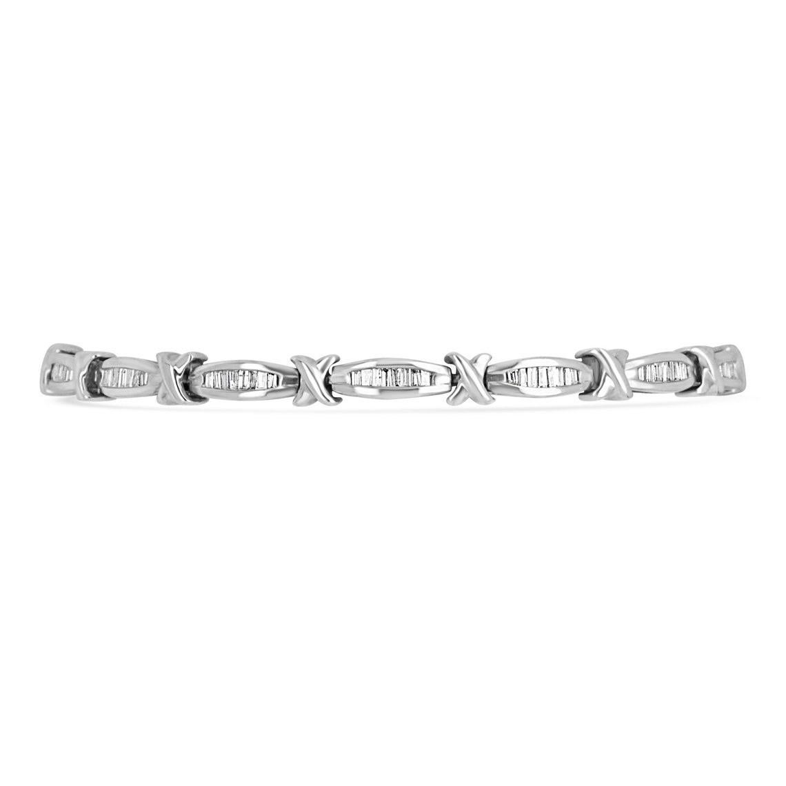 Pulsera de tenis con diamantes baguette de 1,90 qt Pulsera de tenis infinita de oro de 10 quilates Corte baguette en venta